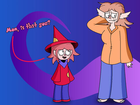 Birthday art for my friend Etch, featuring her OC Poncho!